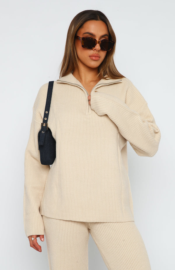 ELIA KNIT SWEATER - BEIGE