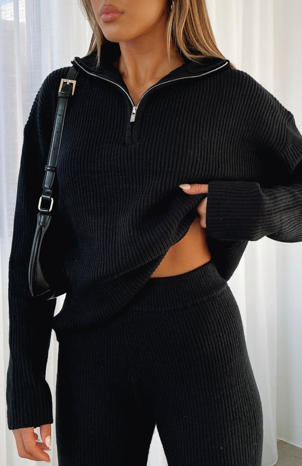 ELIA KNIT SWEATER - BLACK